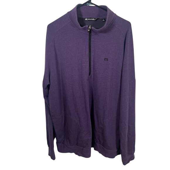 Travis Mathew Pullover 1/4 Zip Mens 2XL Purple Golf Athletic Stretch Cotton - Picture 1 of 8